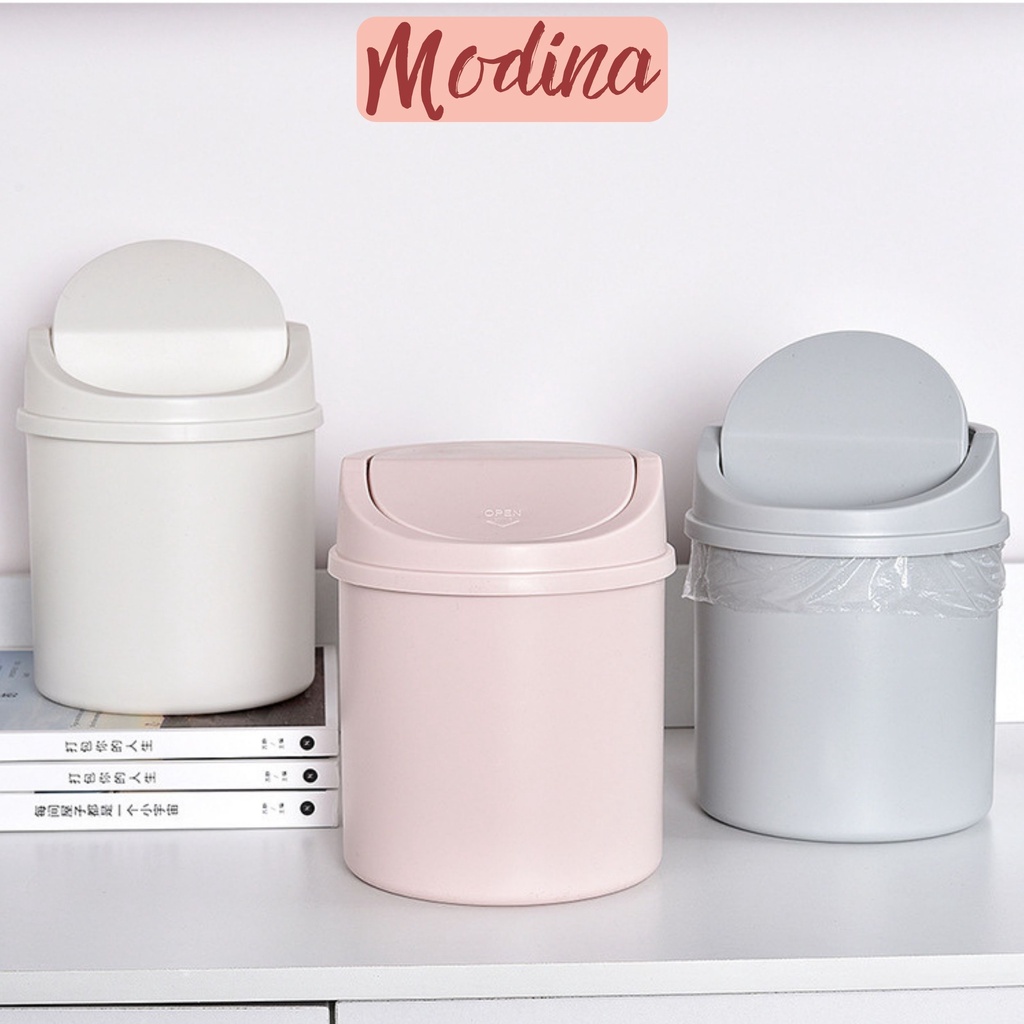 Thùng rác mini để bàn MODINA, thùng nhựa dwungj rác decor bàn học bàn làm việc