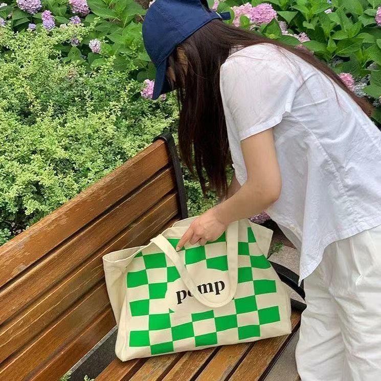 Túi Canvas Cỡ Lớn Họa Tiết Kẻ Sọc Màu Sắc Tương Phản Thời Trang Cho Học Sinh 2022