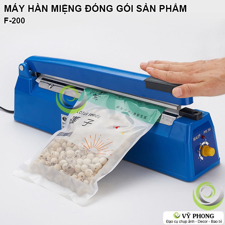 MÁY HÀN MIỆNG ĐÓNG GÓI BAO BÌ MÁY ÉP M TÚI NHỰA BÁNH KẸO QUÀ TẶNG F-200