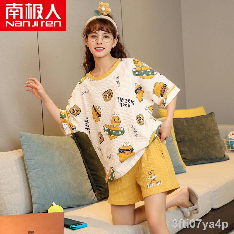 Antarctic people Pyjama for women cotton Sinh viên Hàn Quốc dễ thương bộ đồ mặc ở nhà dài tay mỏng