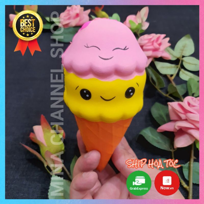 Squishy Cây Kem, dễ thương, dài 16cm chậm tăng, mềm thơm có bao bì và quà tặng