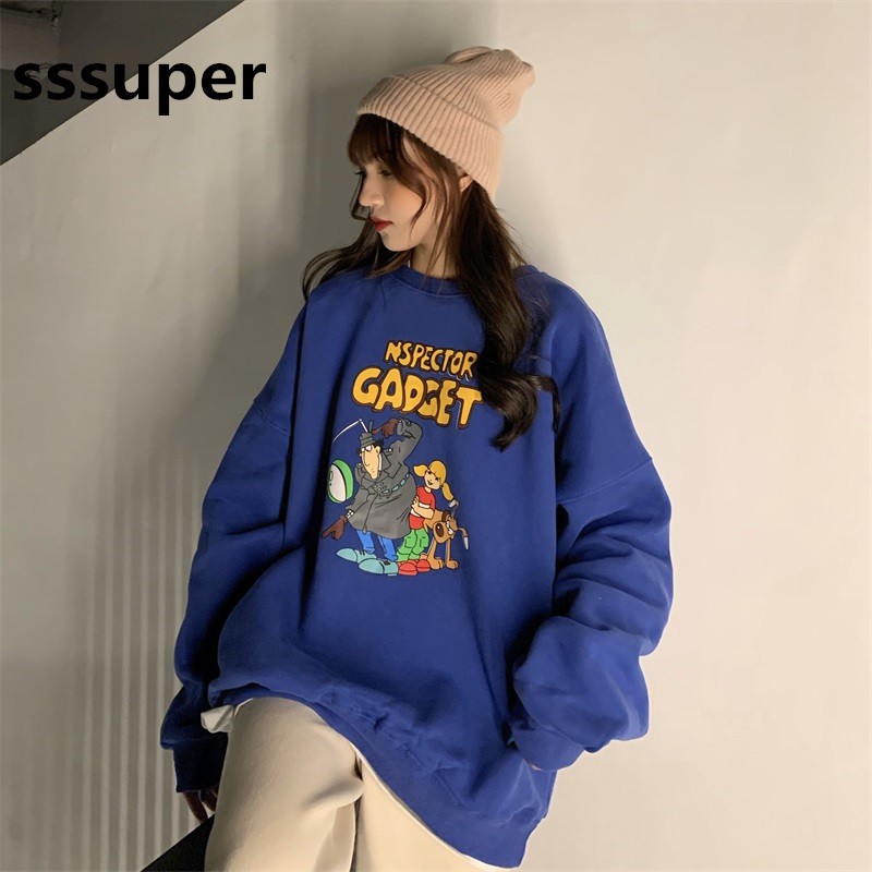 Áo sweater nữ kiểu cổ tròn dáng rộng cao cấp