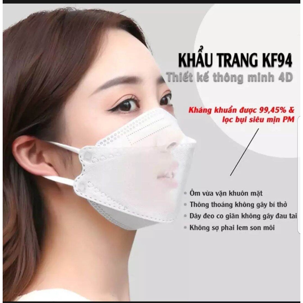 Khẩu Trang 4D, khẩu trang Mask KF94 chất lượng tốt gói 10 chiếc