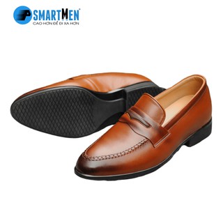 Giày lười da bò SMARTMEN tăng chiều cao màu nâu GLC-29N