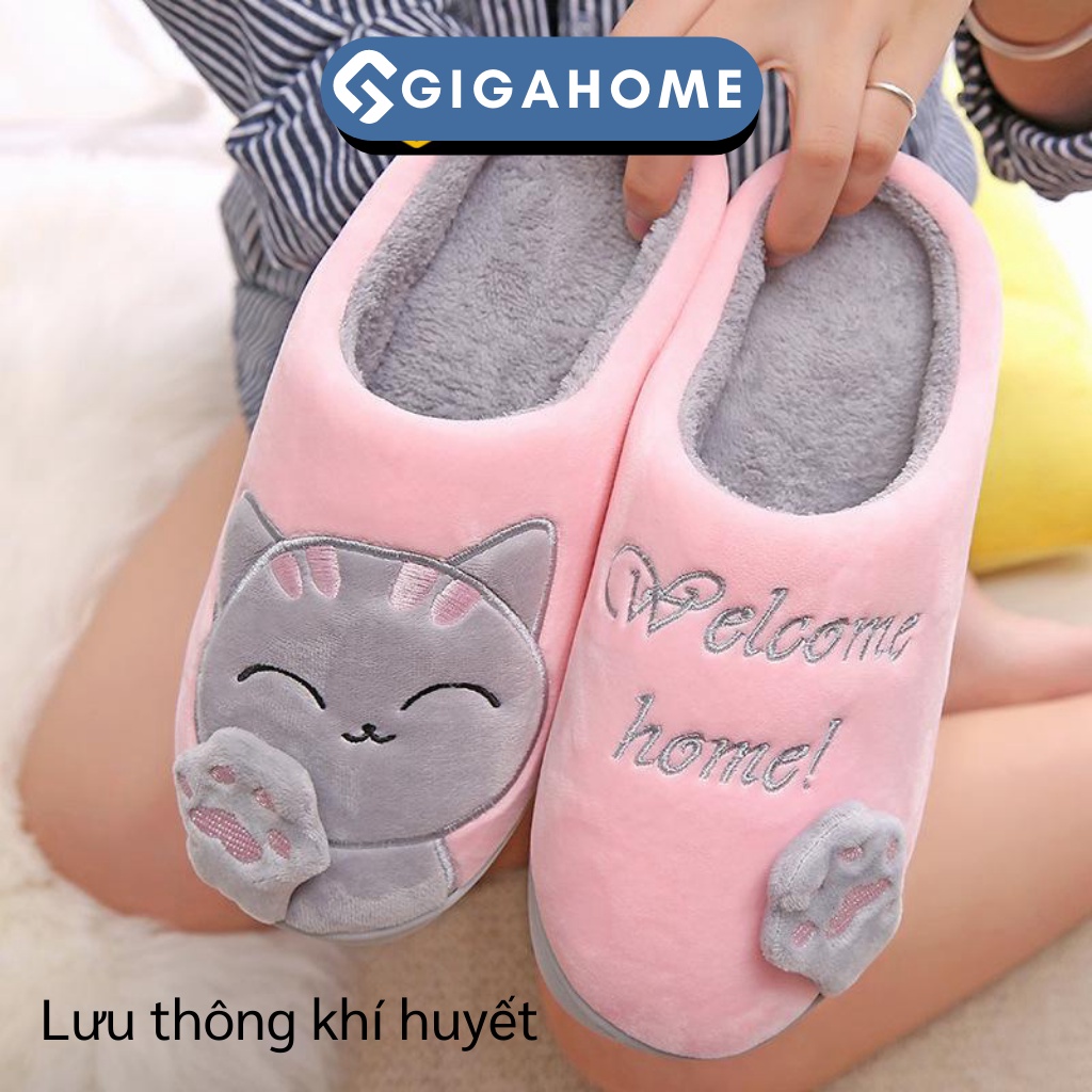 Dép Bông Bít Mũi Nam Nữ Đi Trong Nhà GIGAHOME Quai Hình Mèo Cute 7779
