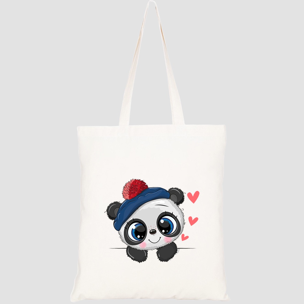 Túi vải tote canvas HTFashion in hình cute drawing baby panda sailor HT489