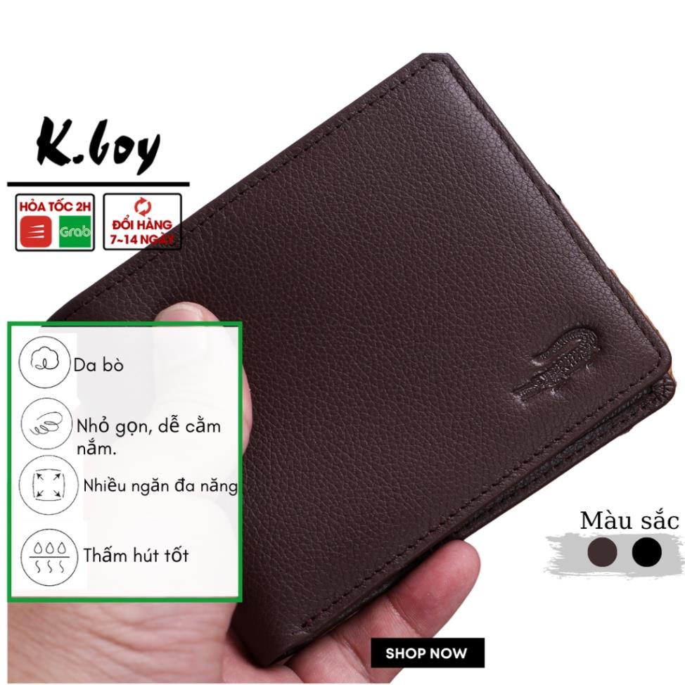 Ví nam ngang da bò 100% - Bóp da cao cấp tích hợp nhiều ngăn đa năng full box (Có thể làm quà tặng) - BOPVI01 !