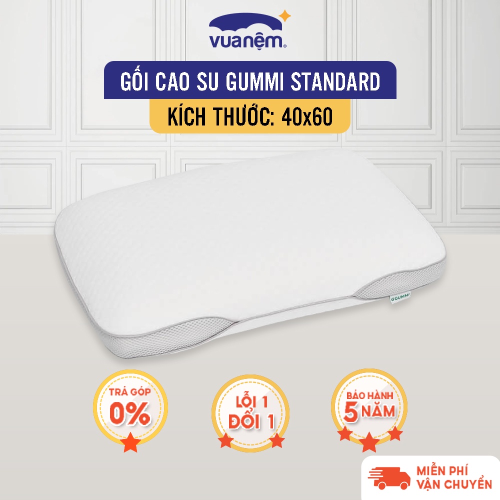 Gối Cao su Gummi Standard 100% cao su thiên nhiên cố định và nâng đỡ hiệu quả bảo hành bởi Vua Nệm