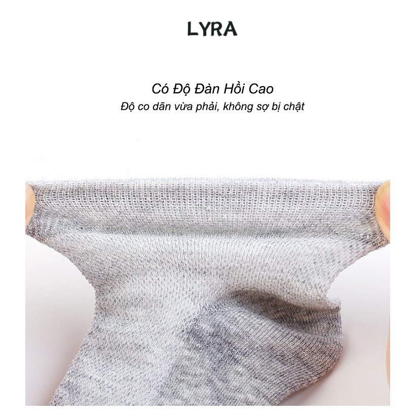 Tất trơn cổ ngắn unisex nam-nữ LYRA chất cotton thoáng mát, đồ dài phù hợp style Hàn Quốc màu đen-trắng-ghi - VXYPK001