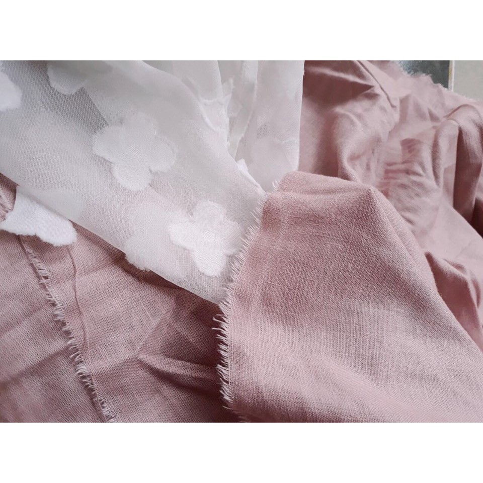 vải linen hồng 5m
