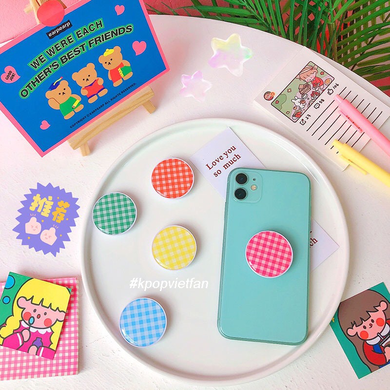 Chống điện thoại Popsocket họa tiết caro in bóng dễ thương pop up đỡ cho dế yêu của bạn | WebRaoVat - webraovat.net.vn