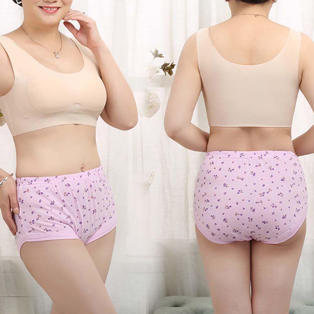 Quần Lót Cotton Họa Tiết Hoa Plus Size Cho Người Lớn Tuổi