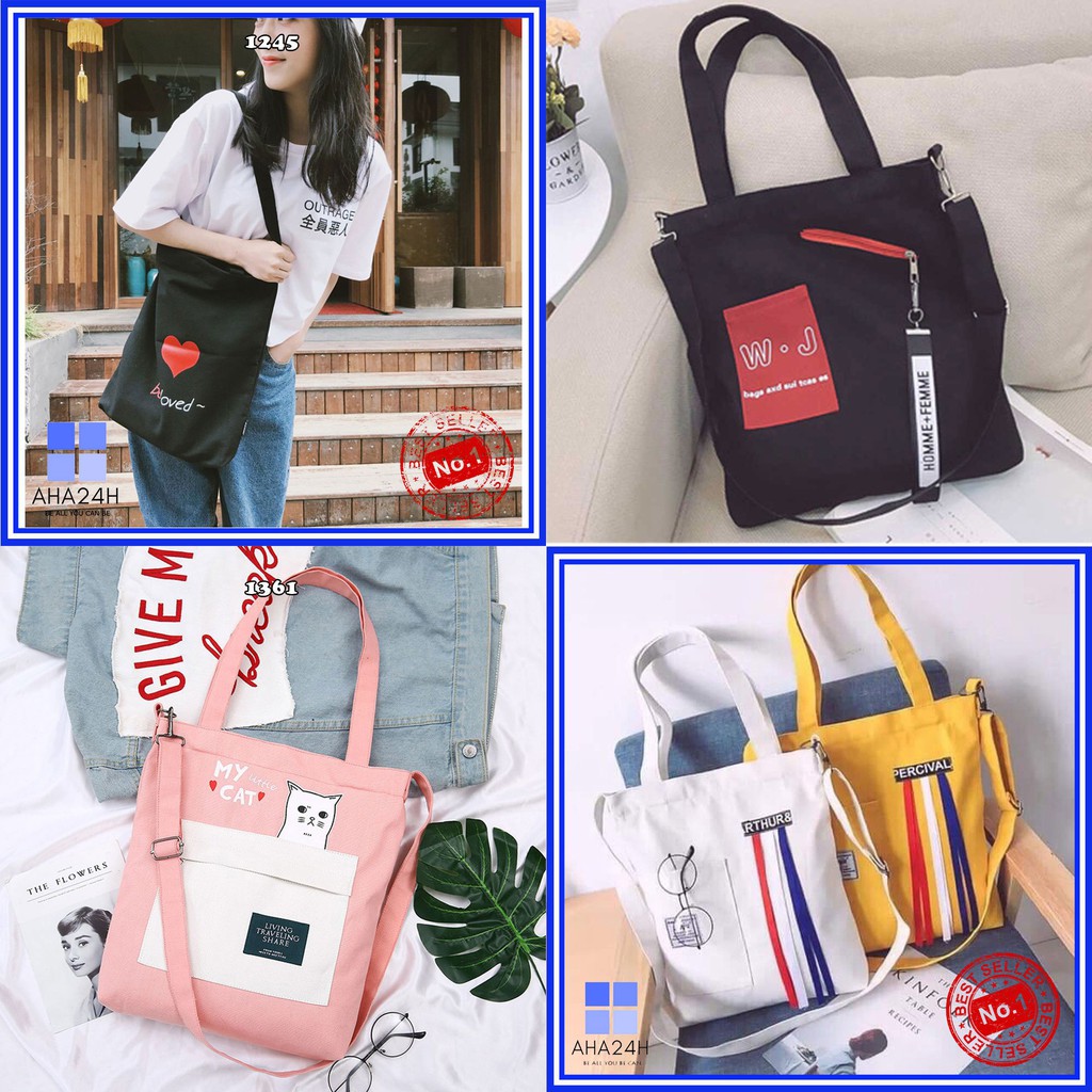 [XẢ KHO] Túi đeo chéo thời trangFREESHIPtúi tote ulzzang in hình chó chibi AH1172