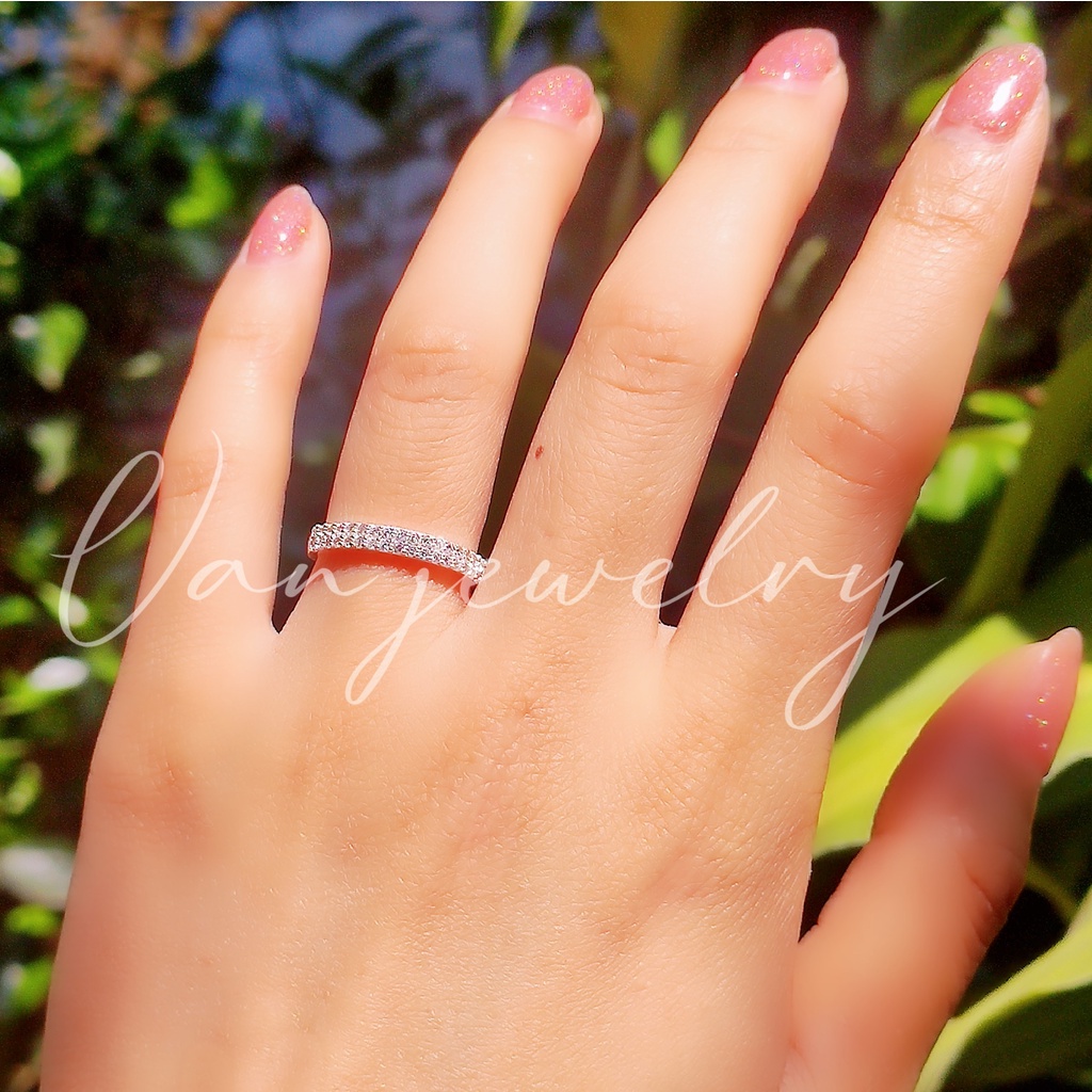 Nhẫn bạc Nhẫn 2 hàng đá Bạc ta Van Jewelry V10016 hai hàng đá