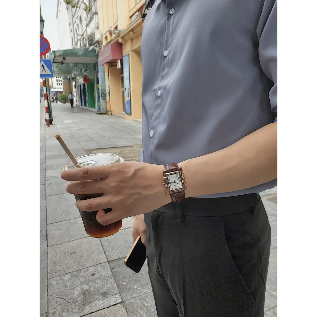 Đồng hồ nam mặt nhỏ cao cấp Chính hãng SKMEI doanh nhân công sở mặt vuông chữ nhật dây da bảo hành chính hãng