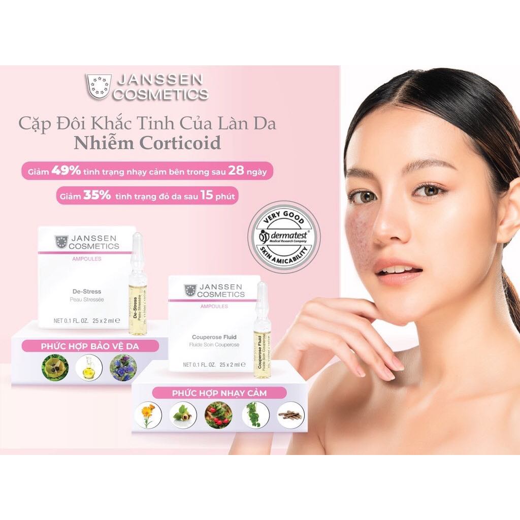 Tinh chất xử lý giãn mao mạch, phục hồi dưỡng ẩm cho làn da tổn thương - Janssen Cosmetics Couperose Fluid full