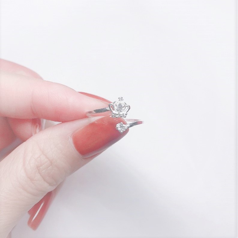 Nhẫn bạc vương miện hở Evasilver, Nhẫn Free size chuẩn bạc ta xinh xắn