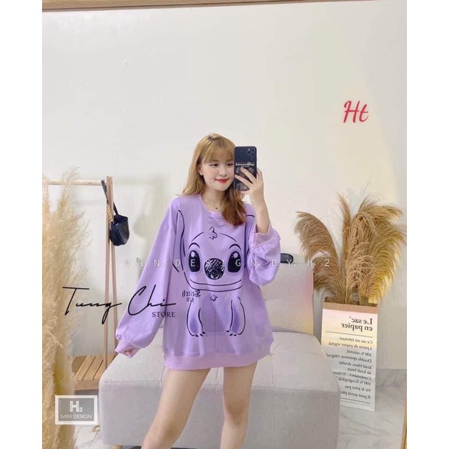 Áo swearter nỉ cotton Stich tím H2A