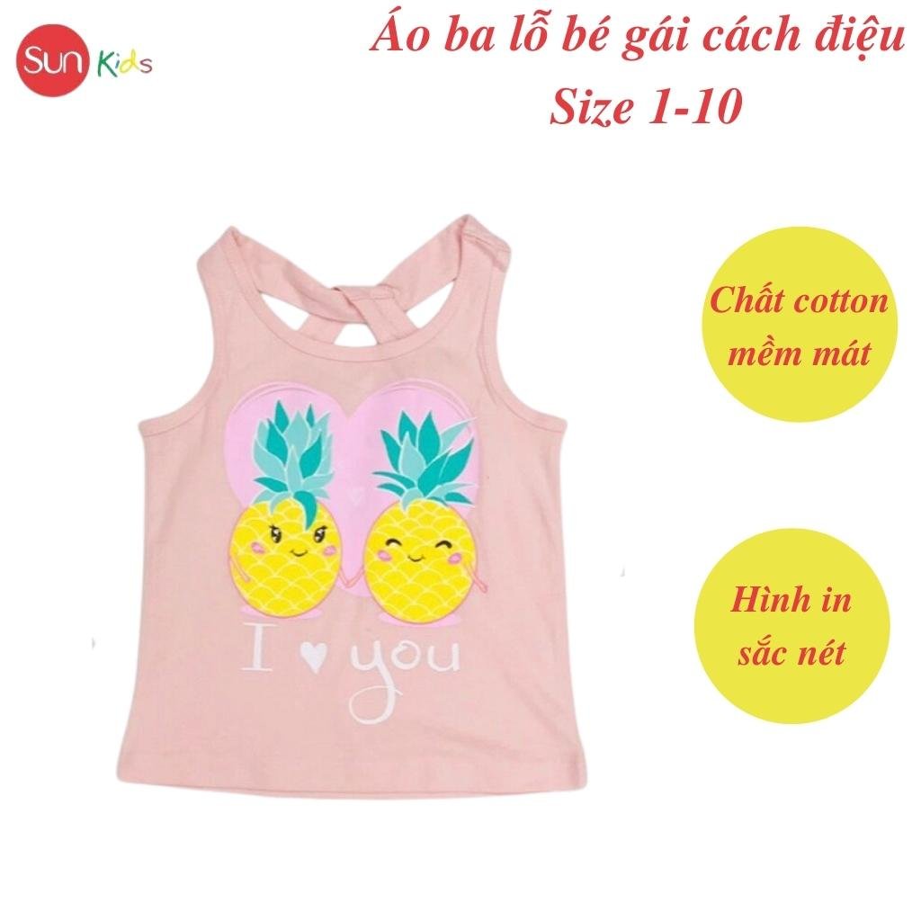 Áo thun bé gái, áo phông bé gái dáng ba lỗ, chất cotton, nhiều màu, size 1-10 - SUNKIDS1