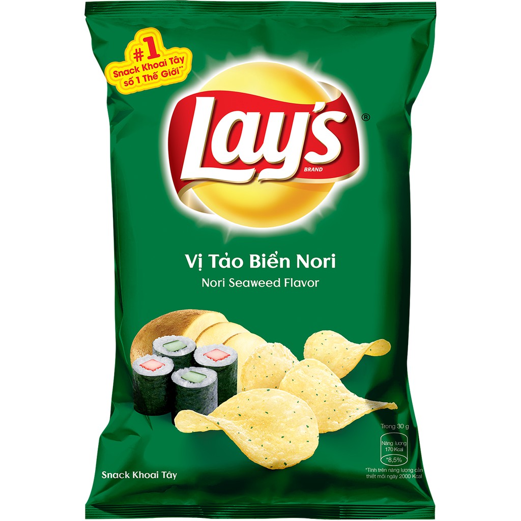 Bịch 10 Gói Bánh Snack Khoai Tây Lay's Vị Tảo Biển Nori 32g