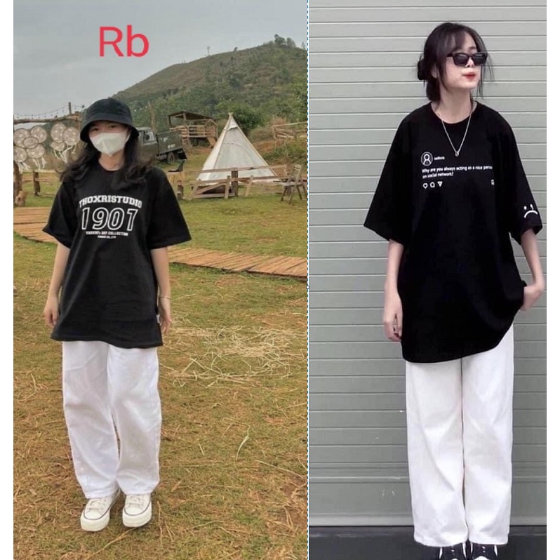 Set bộ nữ mặc nhà đi chơi đi học đều đẹp.Set áo phông 1907 và sadboiz rộng tay lỡ kèm quần ống rộng trắng