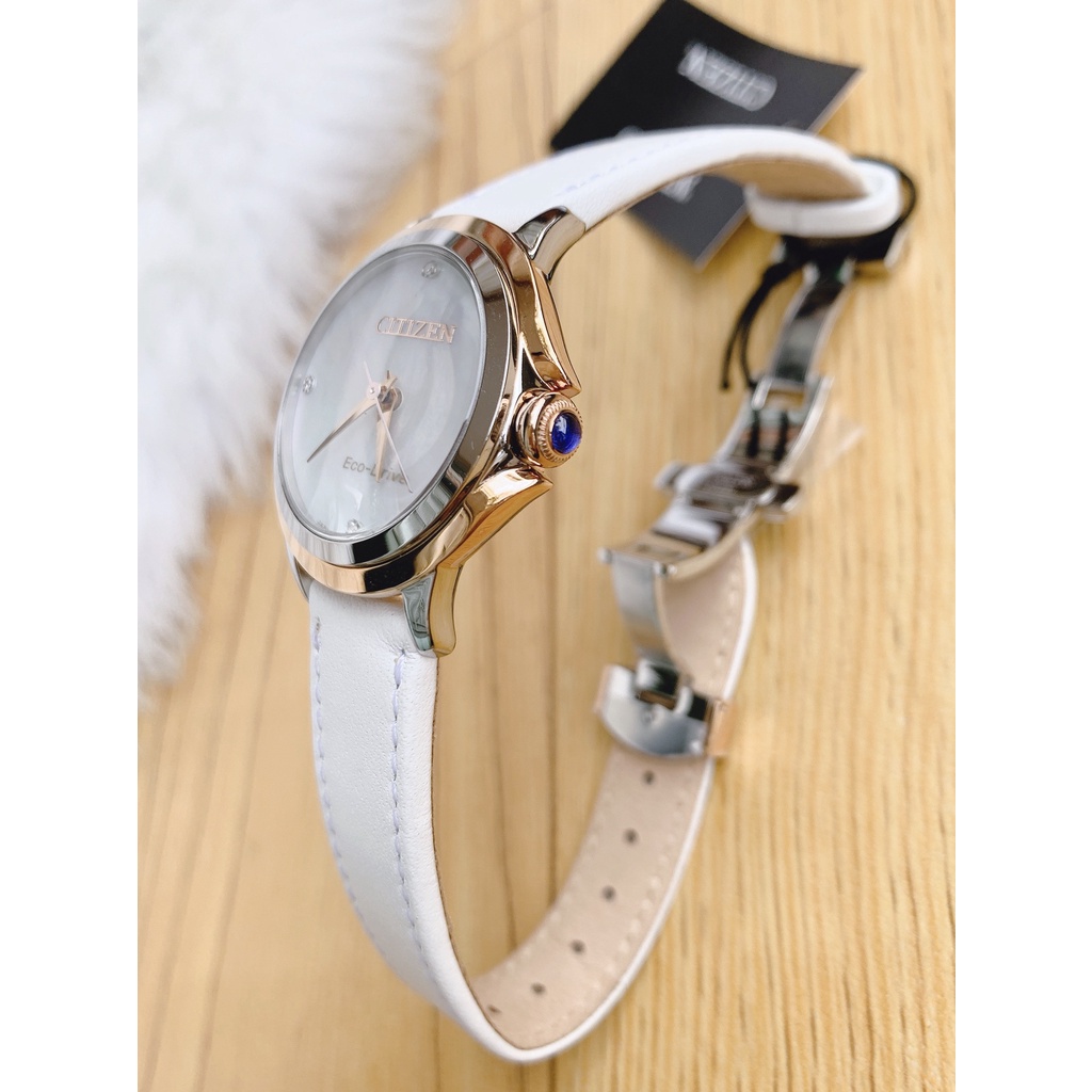 Đồng hồ nữ chính hãng Citizen Ceci Diamond EM0796-08Y - Máy quartz pin năng lượng ánh sáng - Kính cứng