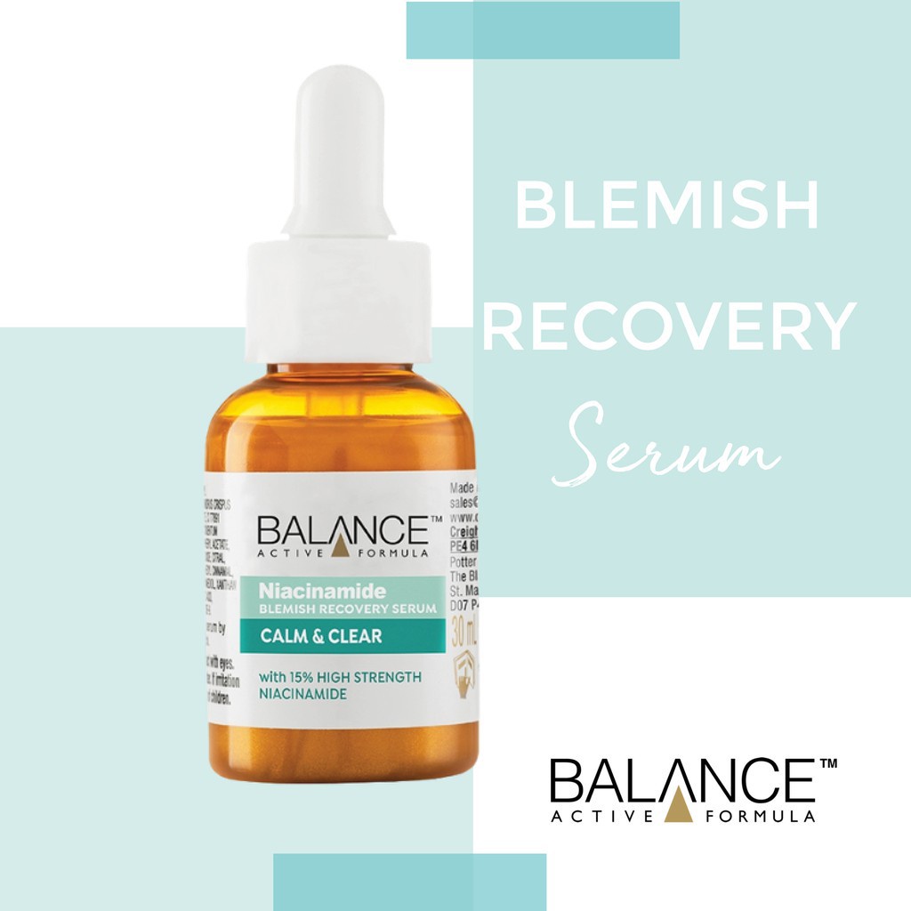 Serum Ngừa Mụn Mờ Thâm Balance Active Formula Niacinamide 15 % Blemish Recovery 30ml