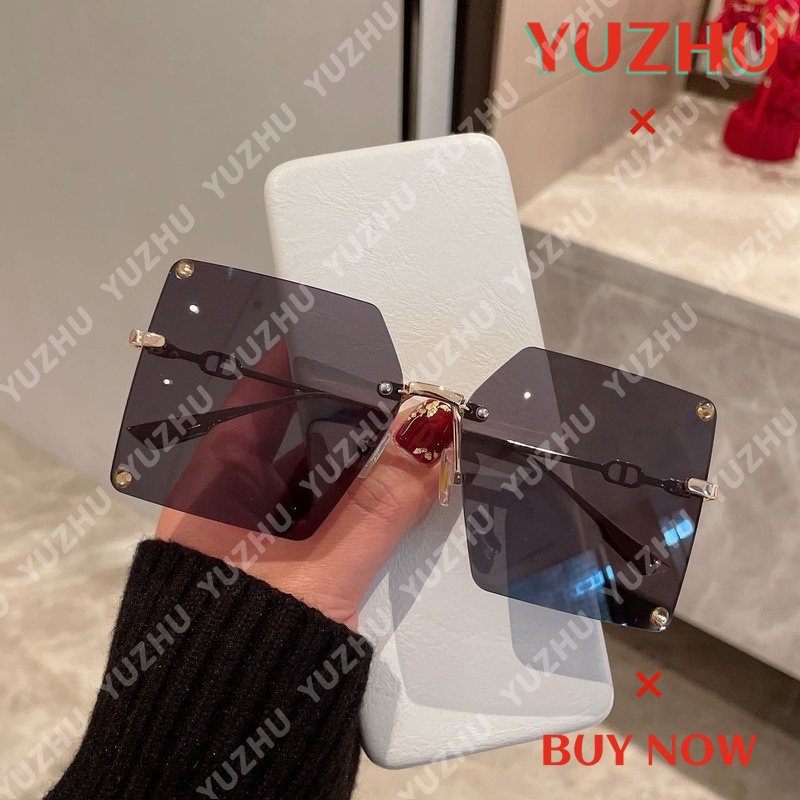 Kính Mát Gọng Vuông Oversize Đính Đinh Tán Màu Gradient Thời Trang Phương Tây Cho Nữ