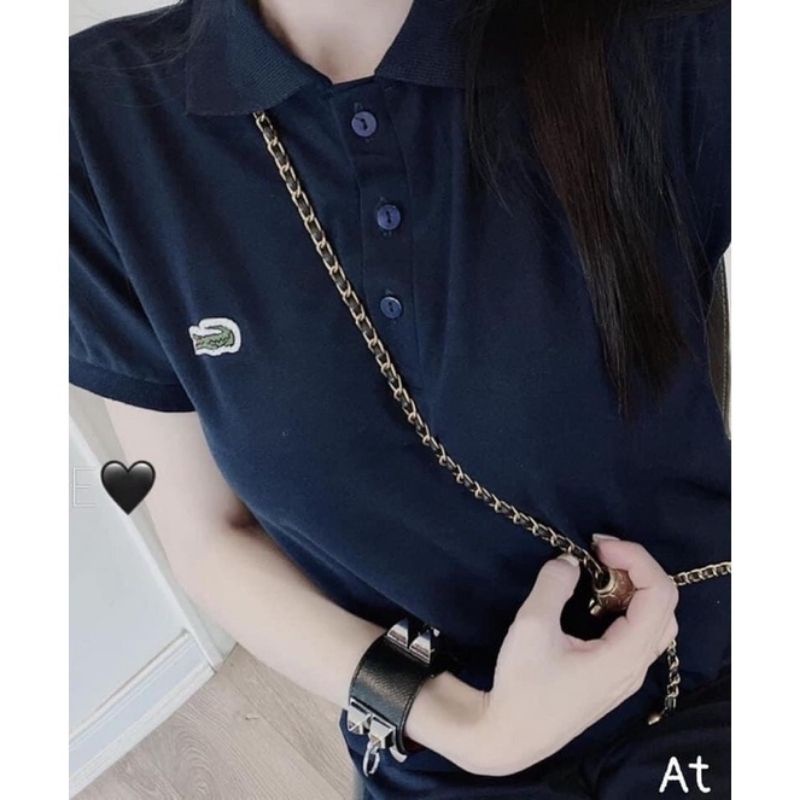 Áo polo nữ cá sấu suông dáng dài xanh than chất dày đẹp hàng l1 xuất dư XIAOMIMI M2.228.M