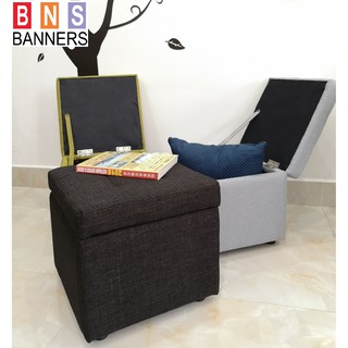 Ghế Đôn Hộp Vuông BNS-Xám Đen