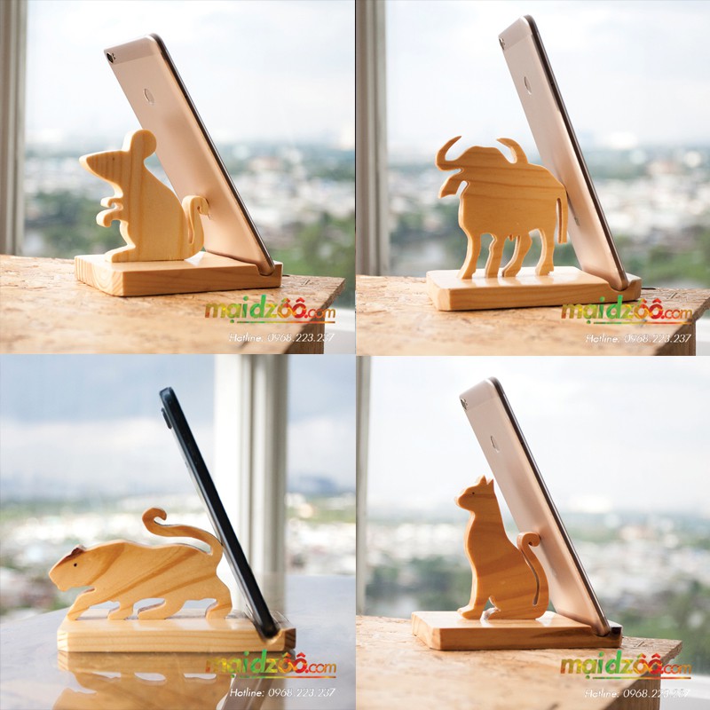 Giá gỗ đỡ điện thoại/iPad 12 Con giáp Handmade