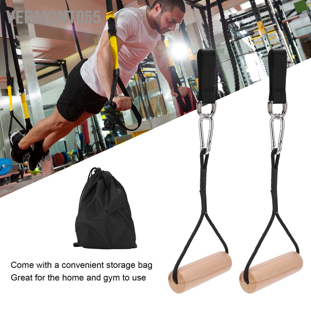 Vermont055  Pull Up Workout Handle Cằm Lên Gỗ Grips Heavy Duty Gym Weight Handles for Muscle Strengthening Fitness Machine