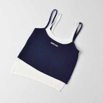 Áo hai dây giả hai lớp màu sắc tương phản dáng ôm thời trang mùa hè  dành cho nữ