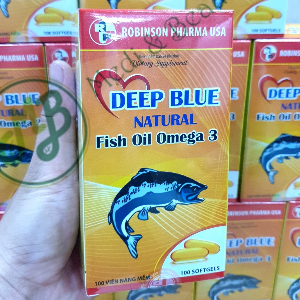 Viên uống Vitamin , Bổ mắt, DHA  và Dầu cá  DEEPBLUE NATURAL FISH OIL OMEGA 3 lọ 100 viên