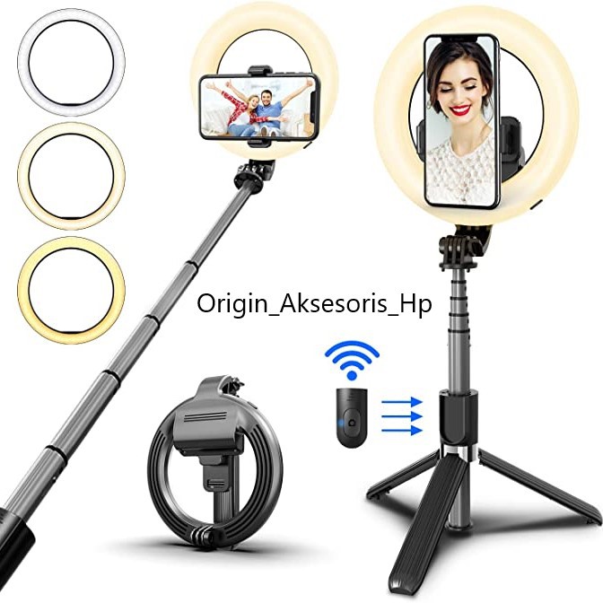 Gậy Chụp Ảnh Selfie Có Vòng Đèn Led Bluetooth L07