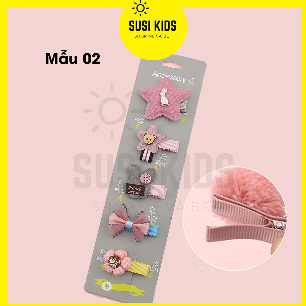 Set 5 Kẹp Tóc Cho Bé Gái Phong Cách Hàn Quốc Siêu Đáng Yêu