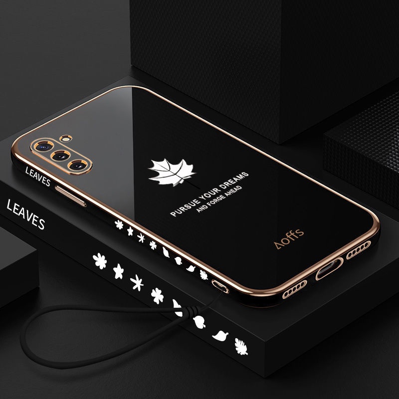 Ốp Điện Thoại Mềm Họa Tiết Lá Phong Kèm Dây Đeo Cho Samsung A10S A20S A11 A12 A21S A31 A30 A20 A50 A30S A50S A70 A70S A7 2018