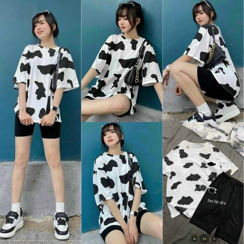 set đồ bộ🍉 Bộ Áo Phông Bò Sữa Quần Legging 🍉 Set Quần Áo  chất vải mềm, thoáng mát họa tiết hottrend mặc đi chơi xinh | BigBuy360 - bigbuy360.vn