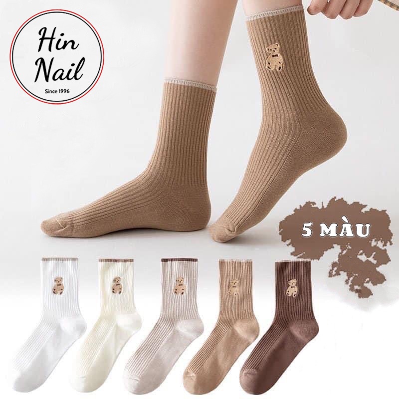 Set 5 đôi tất nữ hàn quốc vớ nữ cổ ngắn cổ dài chất liệu cotton