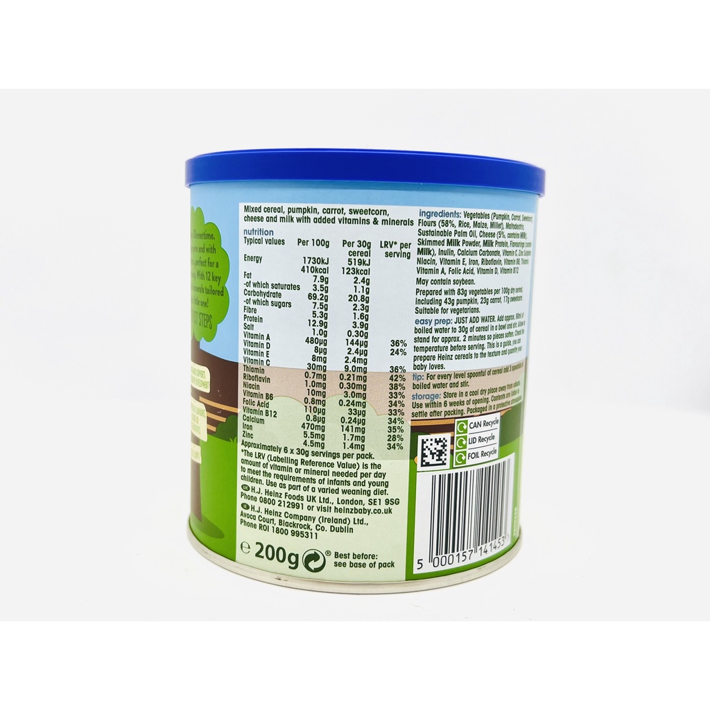 Bột Ngũ Cốc, Cà Rốt, Phomai Bắp Ngọt HEINZ 200g
