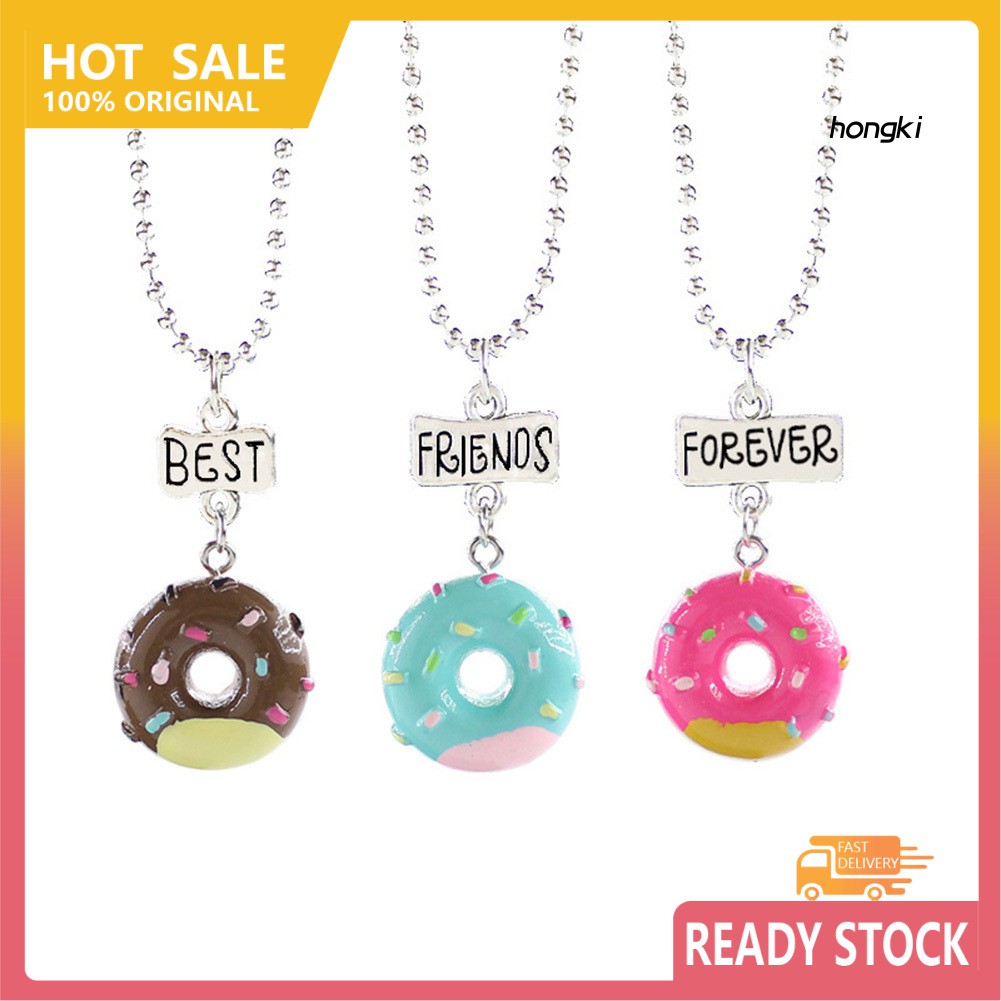 (Hàng Mới Về) Set 3 vòng cổ Tình Bạn Mặt Hình Bánh Donut Xinh Xắn