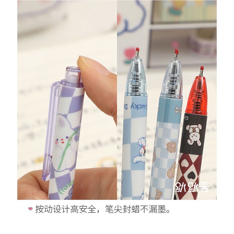 Bút Bi Mực Đen Dạng Nhấn Nhanh Khô Tiện Dụng Cho Học Sinh