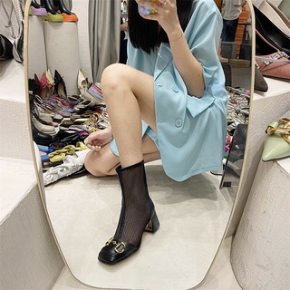 Boots lưới khoá trắng đen