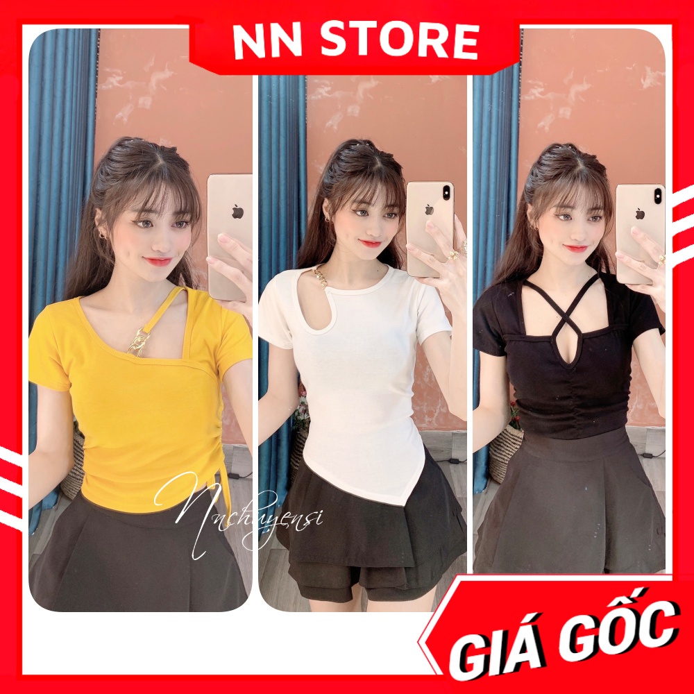 Áo kiểu nữ chất thun borip mềm co giãn lên phom ôm dáng phối kiểu dễ thương Áo body nữ ABR