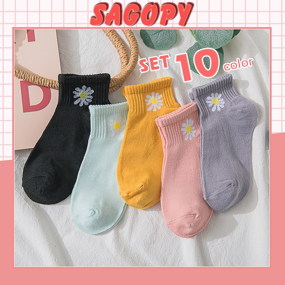 Tất nữ cổ ngắn cute hình hoa cúc, vớ nữ cổ thấp phong cách hàn quốc giống tất trắng nike chống hôi chân TN06