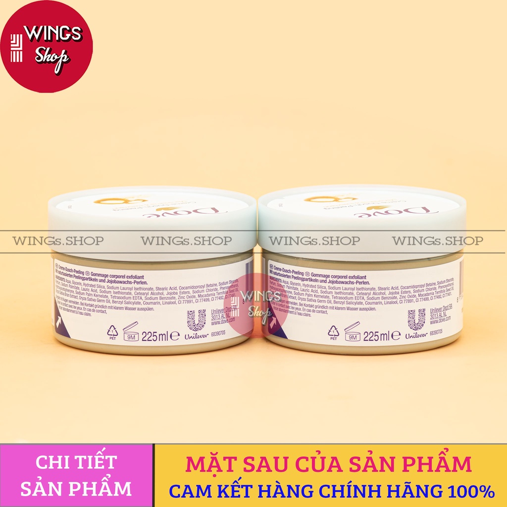 Tẩy da chết giúp da trắng hồng mịn màng Dove Exfoliating Body Polish 225ml | Wings Shop