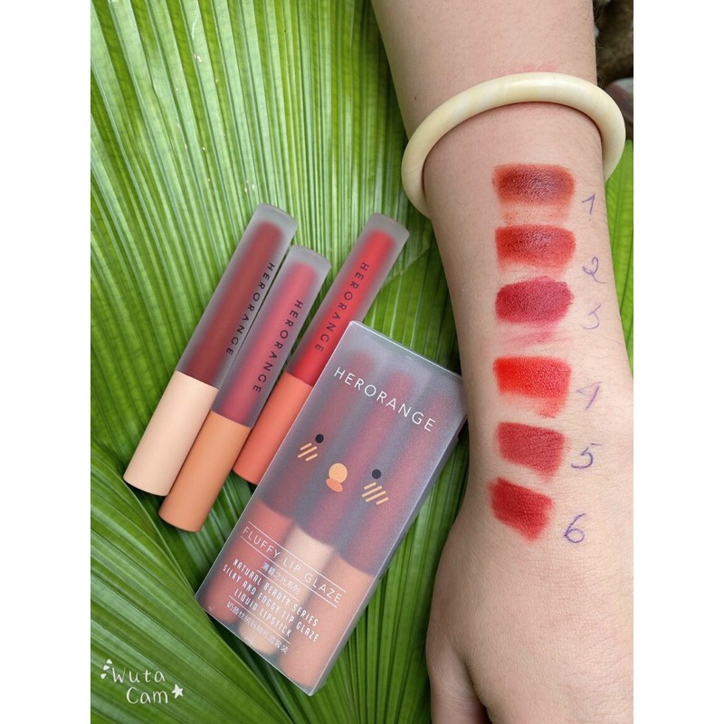 Set 3 Cây Son Kem Lì Herorange Fluffy Lip Glaze