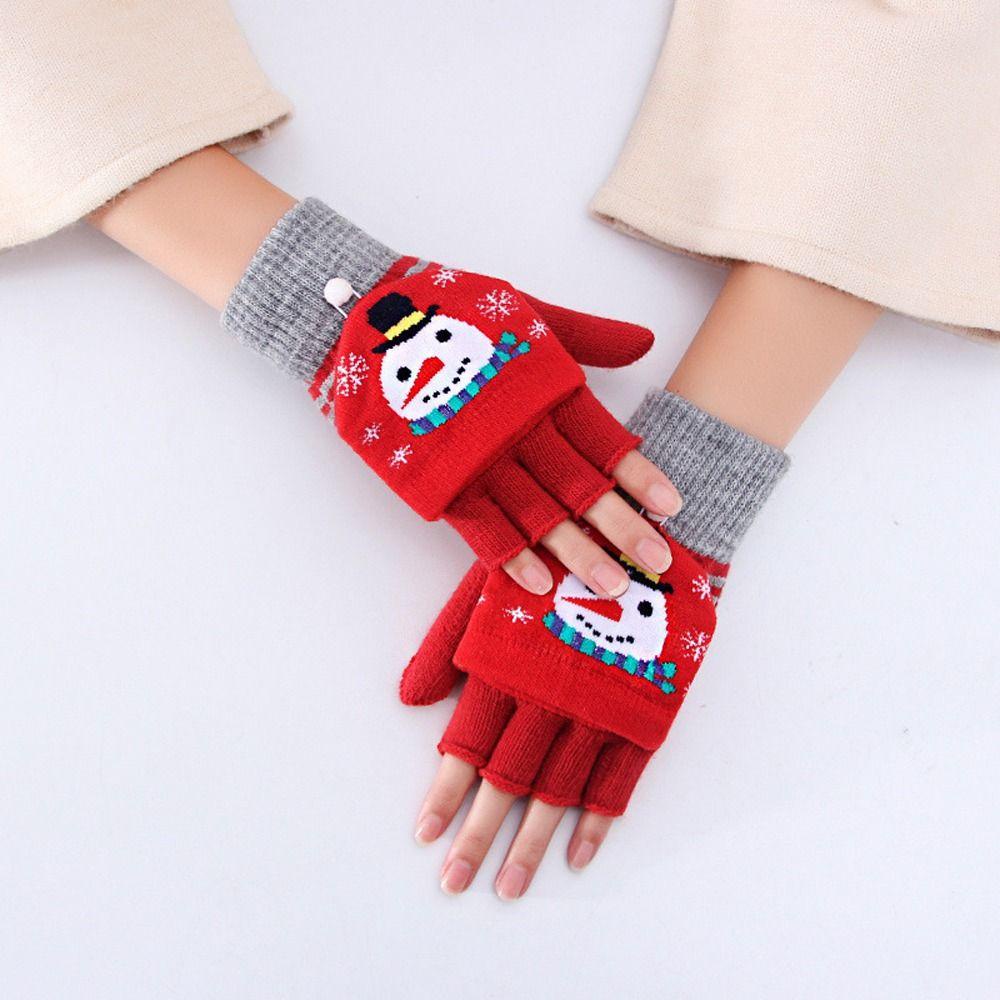 Găng Tay Giữ Ấm Hở Ngón Họa Tiết Giáng Sinh
