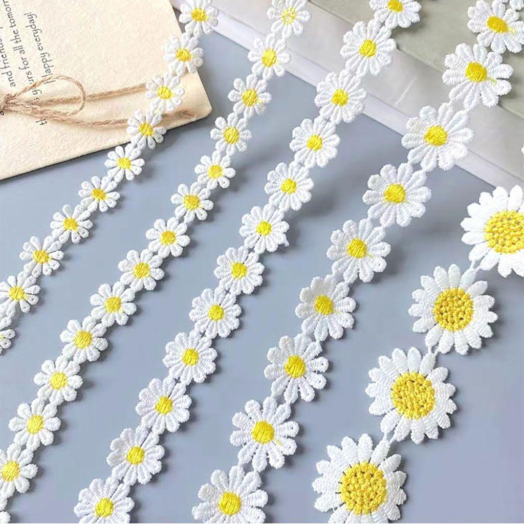 Cuộn Dây Ruy Băng Thêu Hoa Cúc Dài 1 Yard