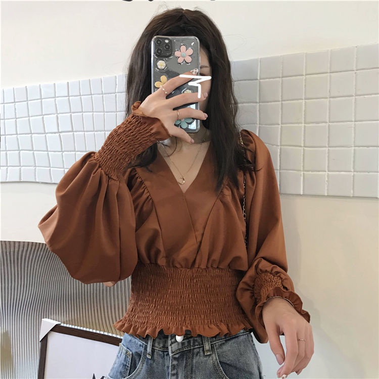 Áo Sơ Mi Tay Dài Cổ Chữ V Dáng Ôm Thời Trang 2022 Cho Nữ